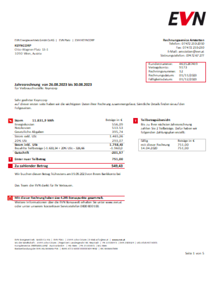 EVN electricity utility business bill, page 1 SCR PSD template